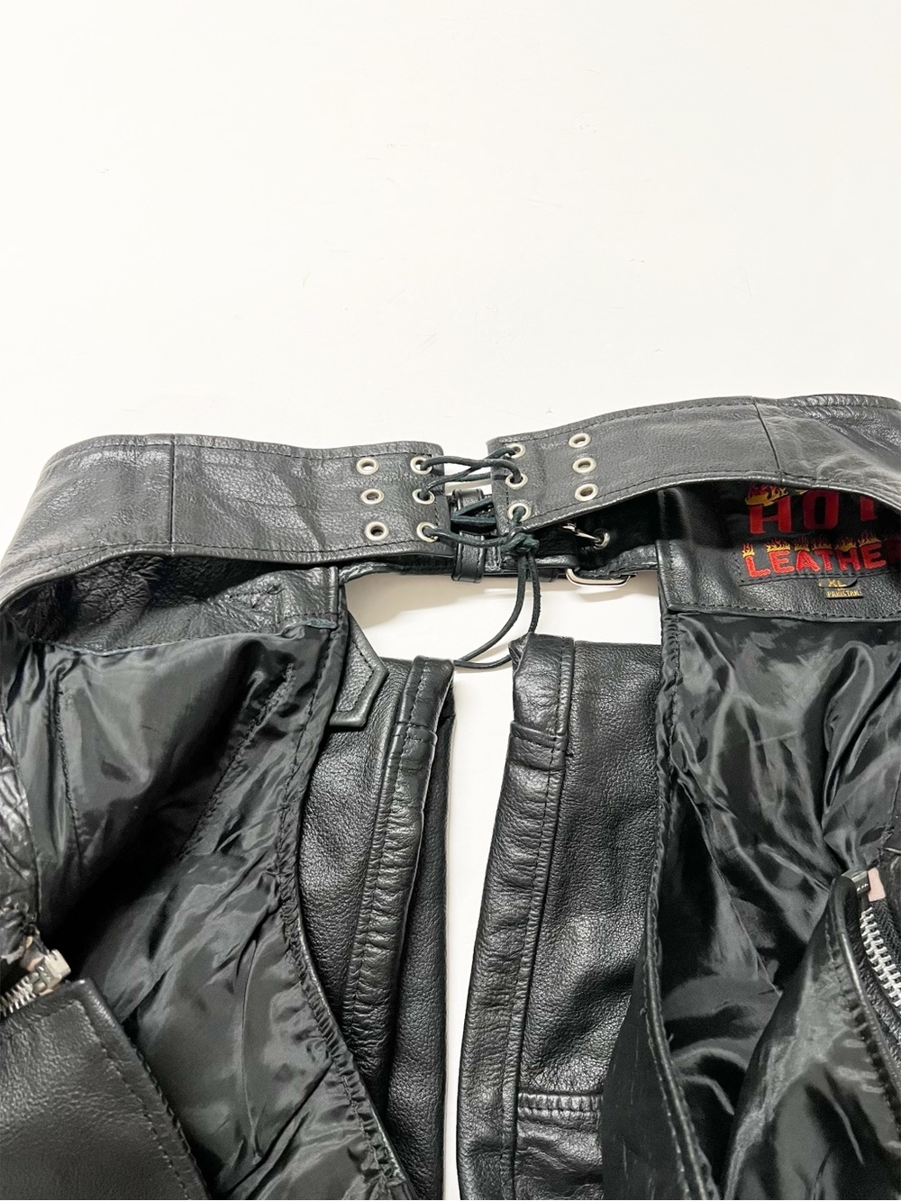 Hot Leathers Unisex CHM1005 Black Motorcycle Biker Fully Lined Leather Chaps XL - Picture 7 of 14